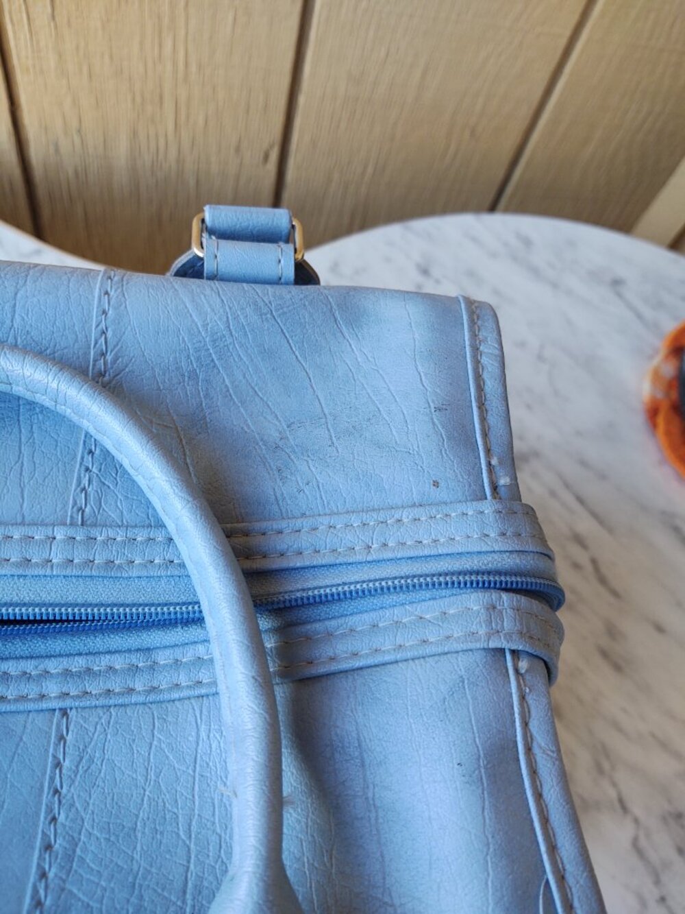 SAMSONITE BOSTON BAG POWDER BLUE FOOTED CARRY ON MAKE UP CASE LEATHER LIKE - Picture 16 of 16